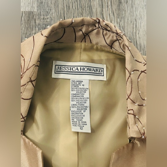 Jessica Howard 3 Piece Evening Wear Set Size 12 Jacket, Skirt, Sleeveless Top - Picture 8 of 16